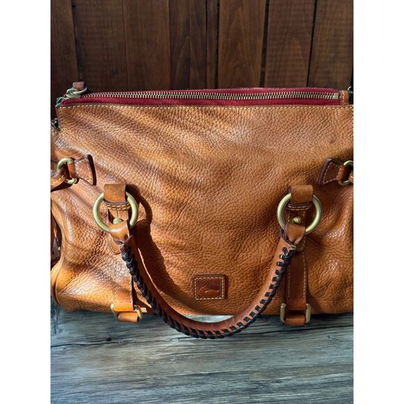 Dooney & Bourke Natural Brown Florentine Leather Satchel Top Handle Bag Purse - Picture 3 of 16